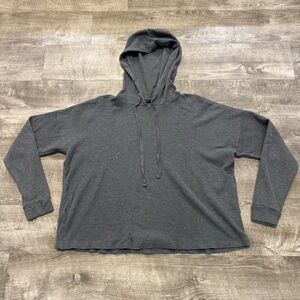 Eileen Fisher Organic Cotton Heather Gray Hooded Pullover Top Sz. M